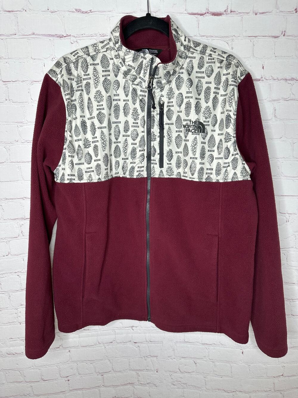 Rare The North Face Pinecone Burgundy Full-zip Fleece Denali Jacket Men's Large